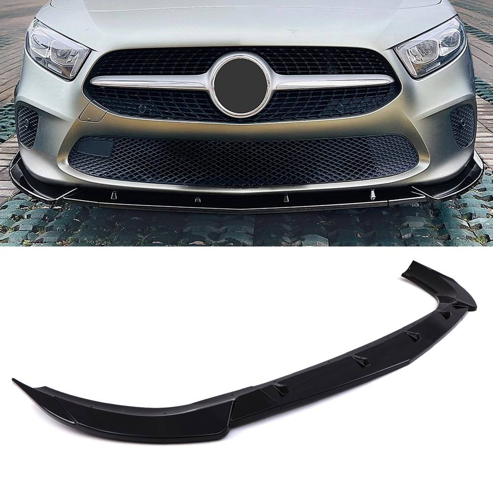 Gloss Black Front Splitter Lip – Mercedes A Class V177 W177 2018+-Gravity Performance