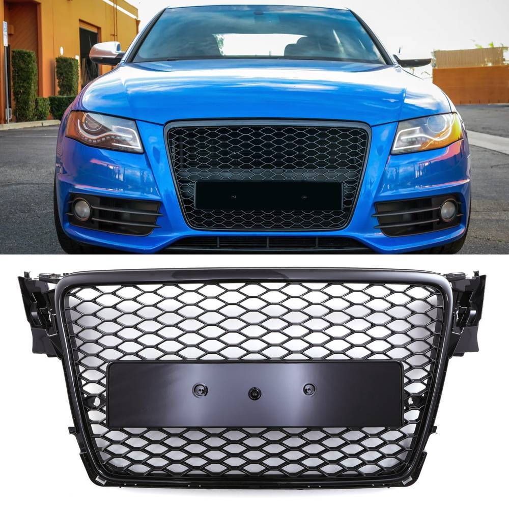 RS4 Style Front Honeycomb Badgeless Grille Black – Audi A4 B8 08-13-Gravity Performance