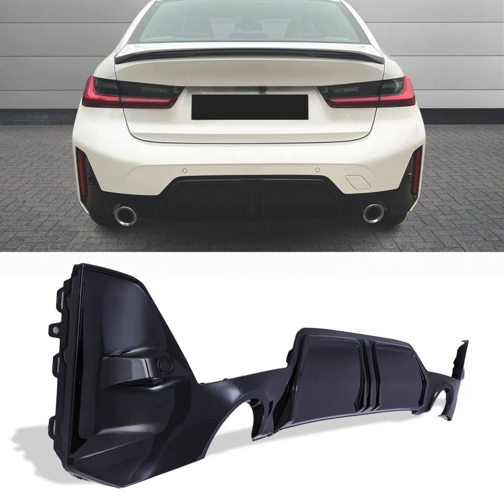 Rear Dual Exit Style Diffuser Gloss Black – BMW 3 Series G20 LCI 2022+-Gravity Performance