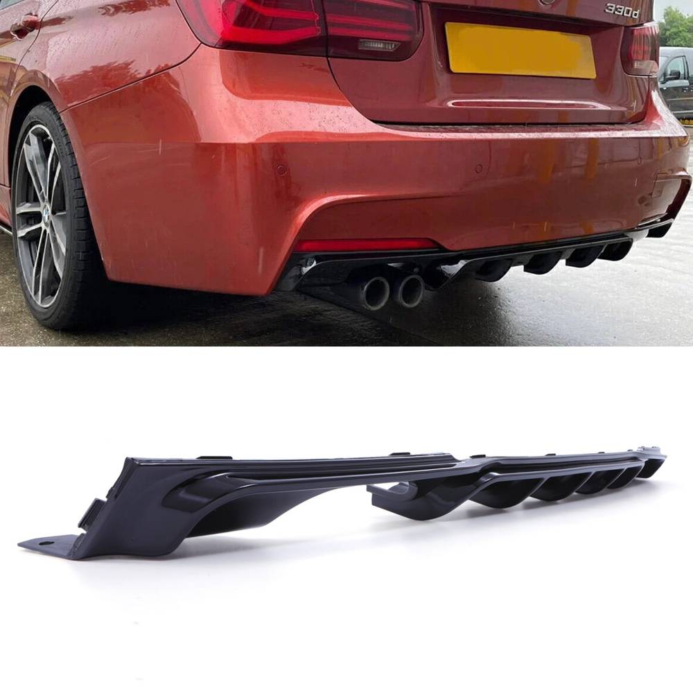 Rear Twin Exit Style Diffuser Gloss Black – BMW 3 Series F30 13-18-Gravity Performance