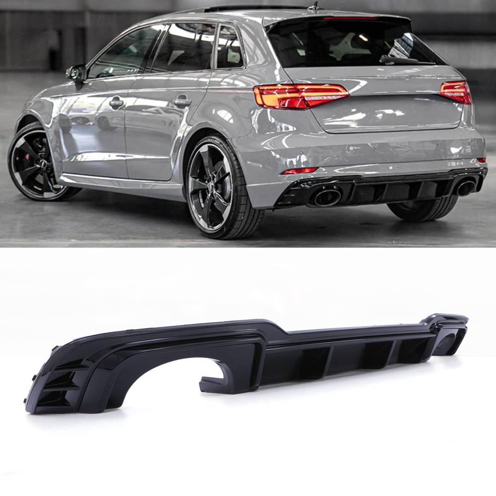 Rear RS3 Style Diffuser Gloss Black – Audi A3 8V S-Line 17-20