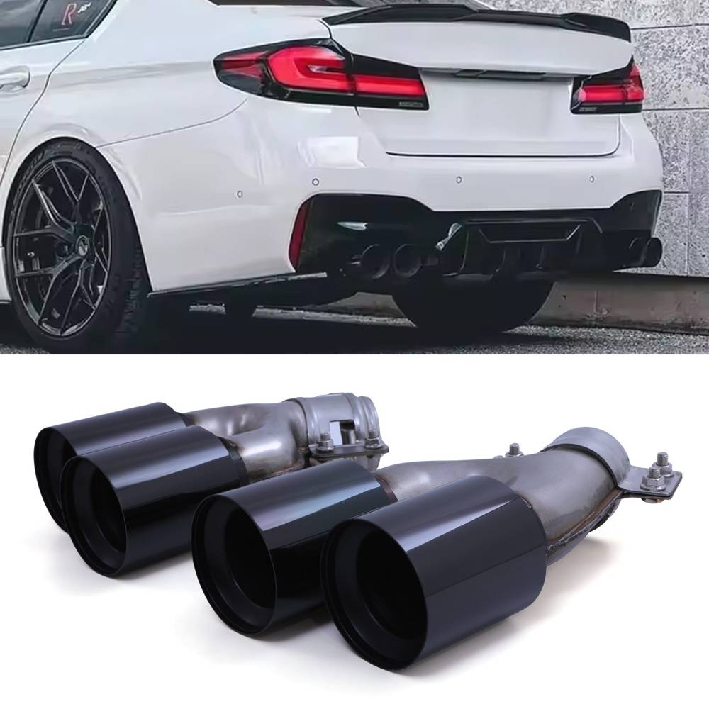 M5 Style Quad Tailpipes Gloss Black – BMW 5 Series G30 2016-2023