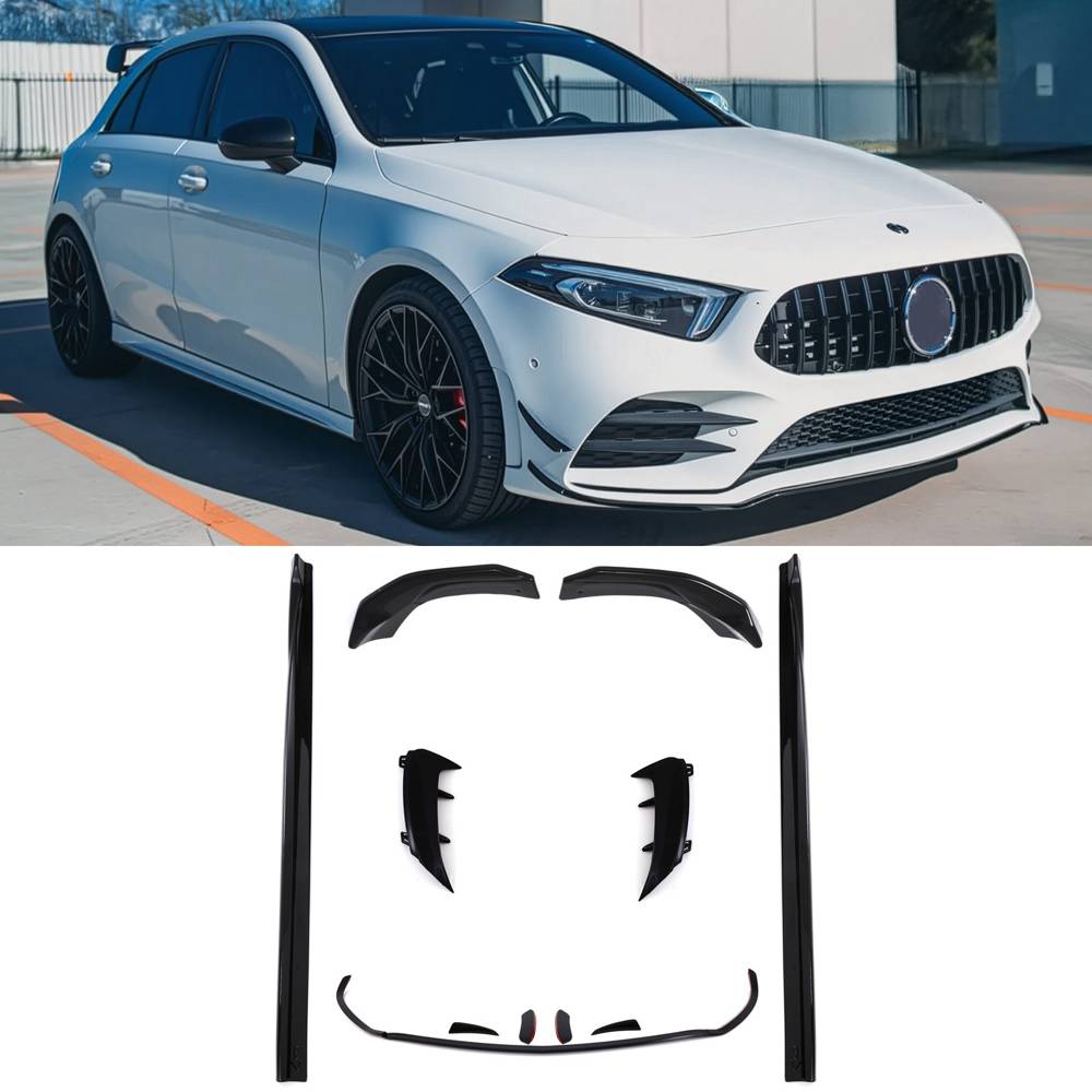 Aero Body Kit Gloss Black – Mercedes A-Class A35 AMG / AMG Line W177 2018+-Gravity Performance
