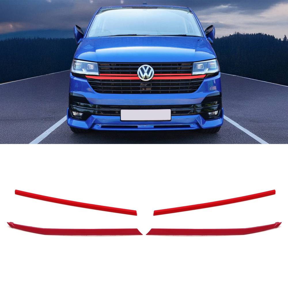 Red Long & Short Upper Grille Trims Kit – VW Transporter T6.1 19-24-Gravity Performance