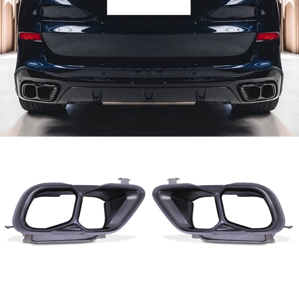 Quad Exhaust Tail Pipe Tips Gloss Black – BMW X5 G05 | X6 G06 | X7 G07 2018+