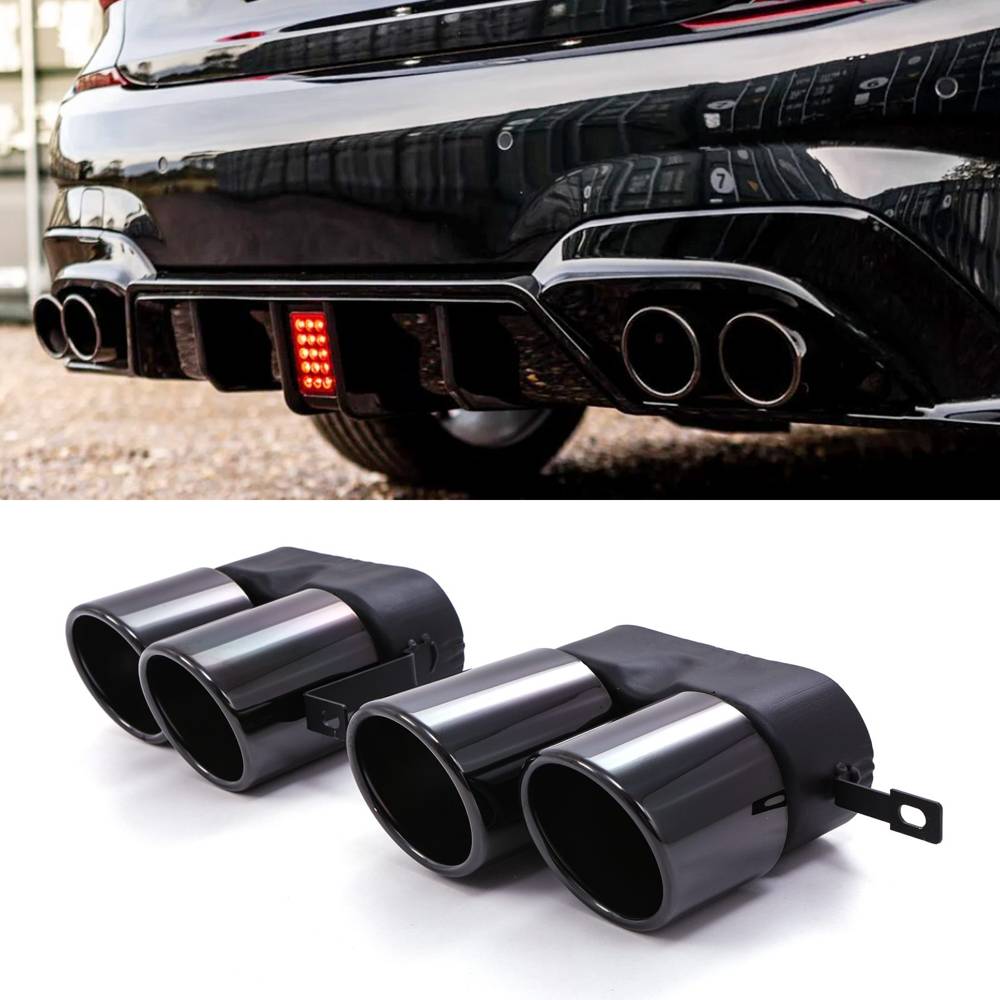 Quad Exhaust Tips Gloss Black – BMW 3 Series G20 G21 2019+-Gravity Performance