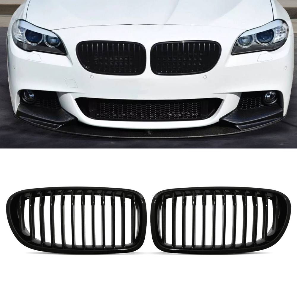 Gloss Black Single Slat Kidney Grille – BMW 5 Series F10 F11 09-16-Gravity Performance