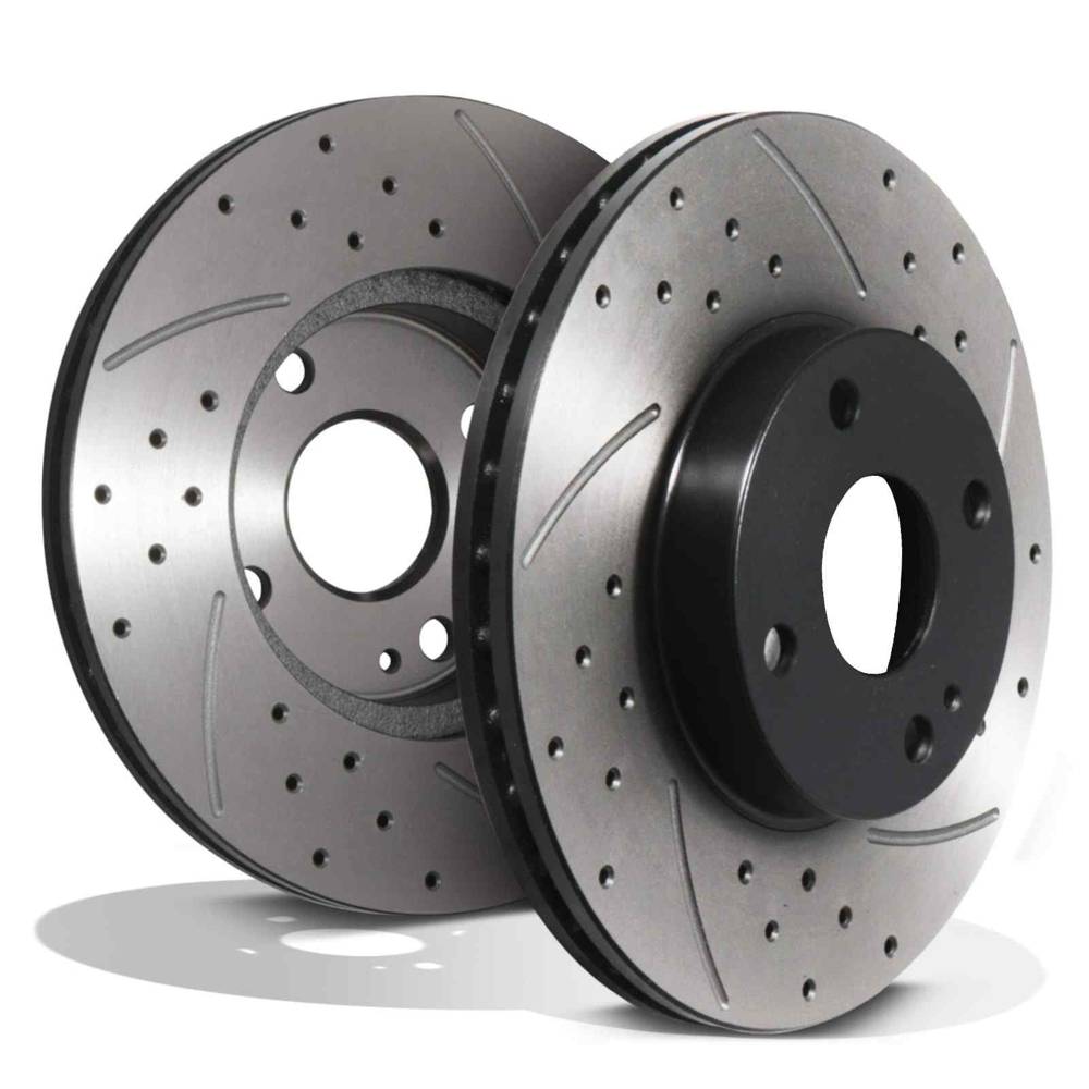 Front Drilled Grooved 255mm Brake Discs – Mazda MX-5 MK2 MK2.5 NB 1.6 1.8 1.9 16v 98-05-Gravity Performance