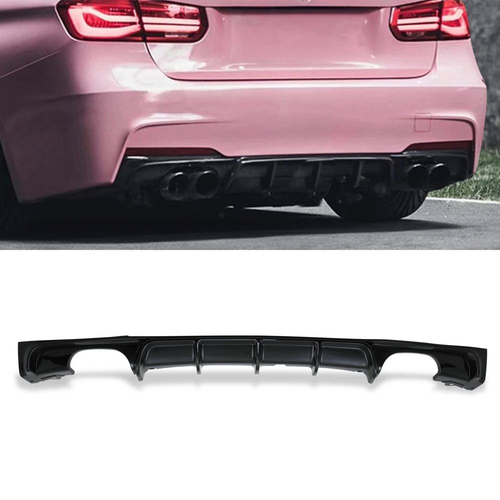 Gloss Black Quad Exit Rear Diffuser – BMW 3 Series F30 12-18-Gravity Performance