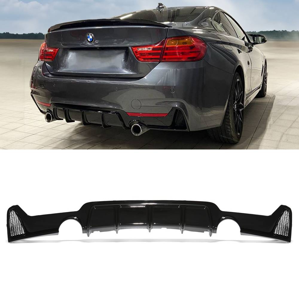Gloss Black Dual Exit Rear Diffuser – BMW 4 Series F32 F36 13-19-Gravity Performance