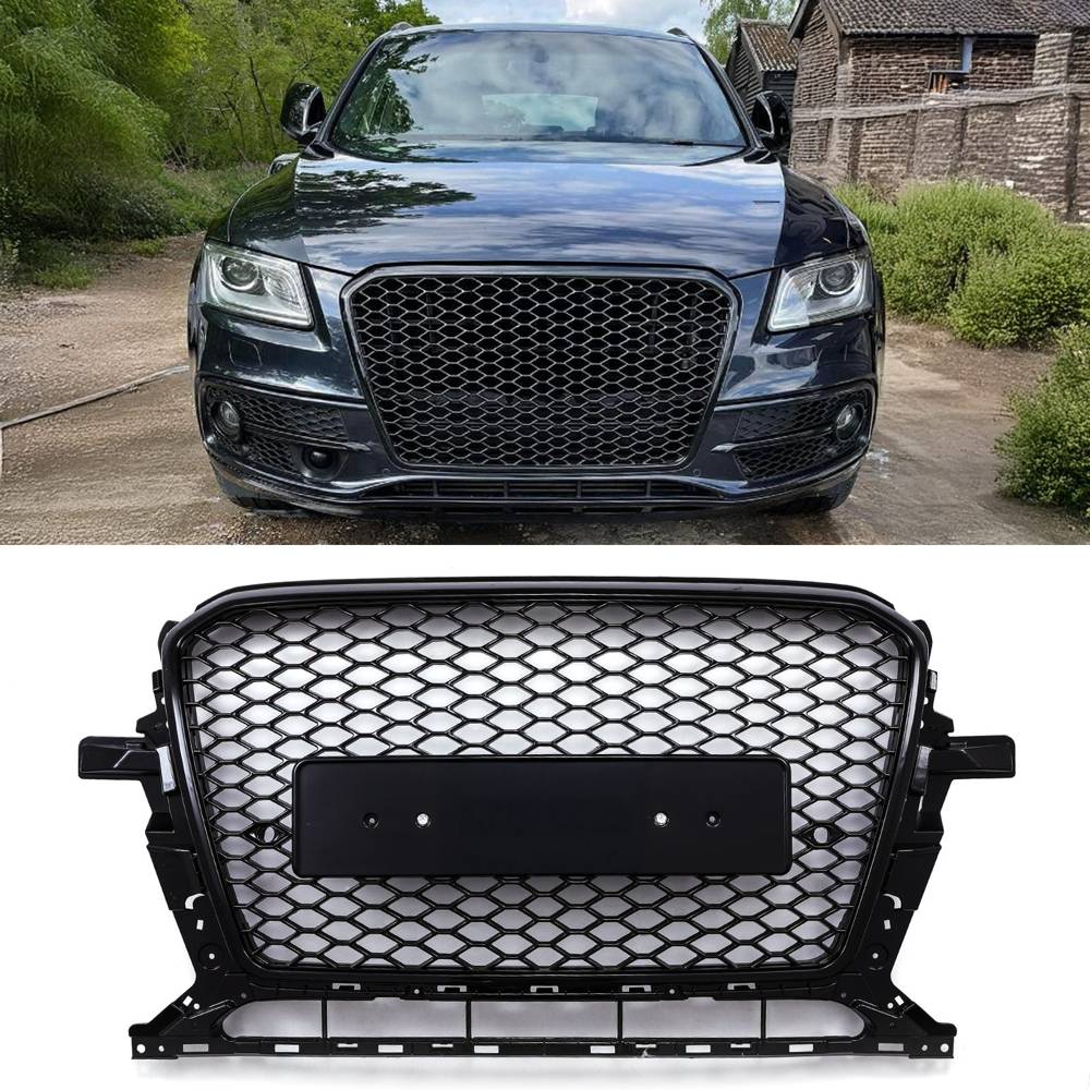 Front SQ5 Style Badgeless Grille Gloss Black – Audi Q5 8R Facelift 13-16
