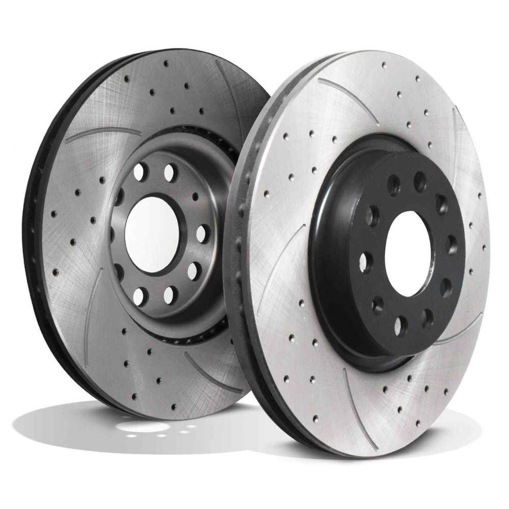 Front Drilled Grooved 312mm Brake Discs – Audi A1 A3 Q3 TT 03-20-Gravity Performance