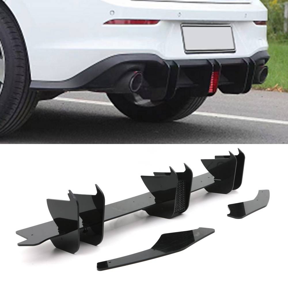 Rear Blade Diffuser with Rain Light Gloss Black – Volkswagen Golf GTI MK8 2020+-Gravity Performance