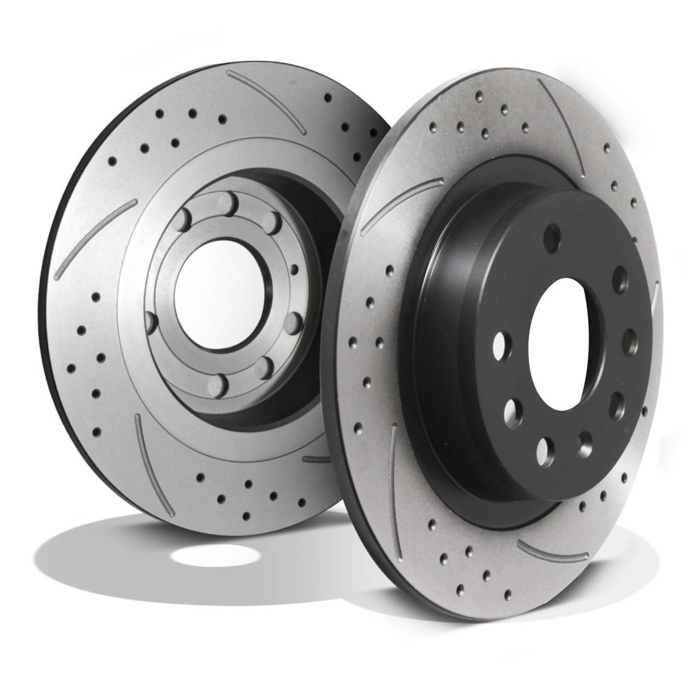 Rear Grooved Drilled 278mm Brake Discs – Vauxhall Opel Zafira 2.0 Turbo 2005+-Gravity Performance