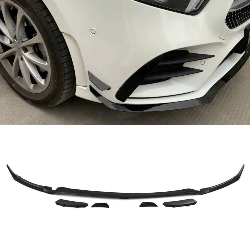 Front End Splitter Kit Vents and Canards Gloss Black – Mercedes Benz A-Class W177 2018+-Gravity Performance