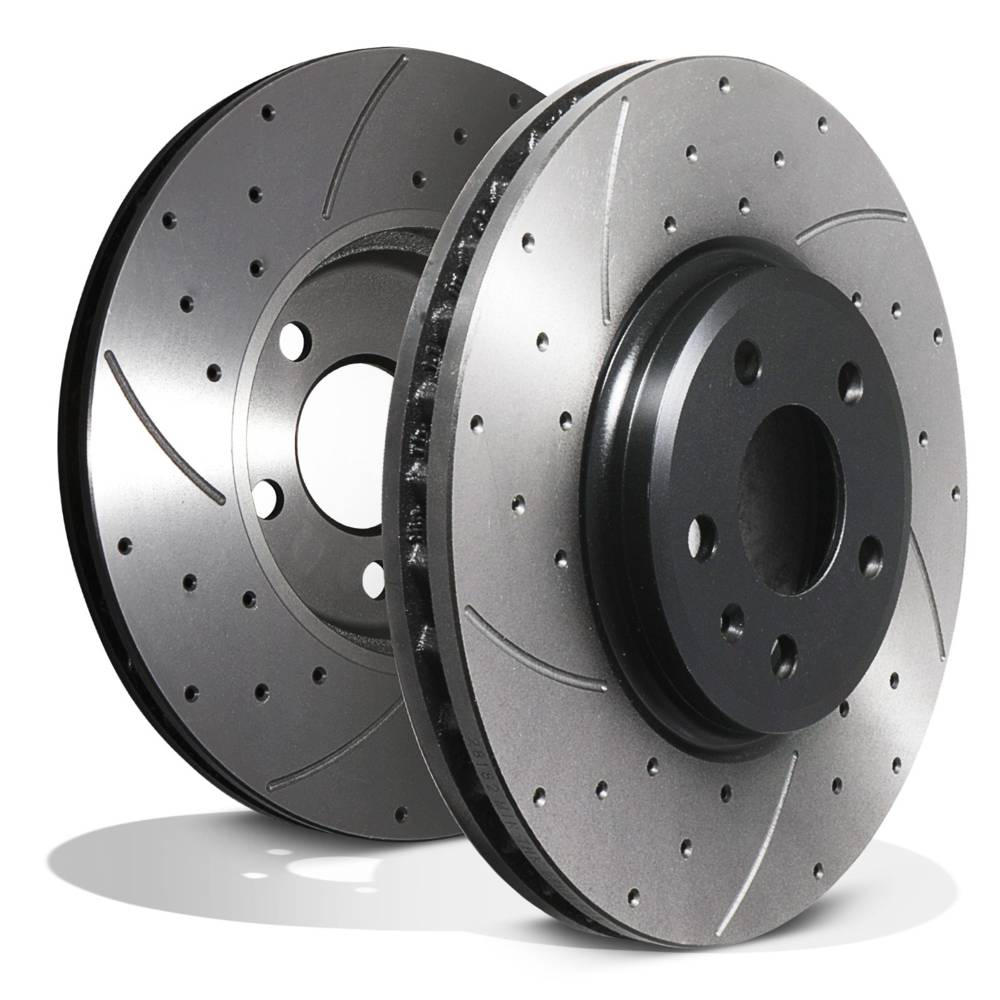 Front Drilled Grooved 320mm Brake Discs – Audi A5, Convertible & Sportback-Gravity Performance