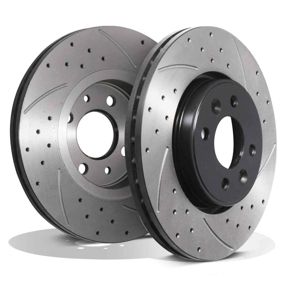 Front Drilled Grooved 280mm Brake Discs – Renault Megane Scenic 99-08-Gravity Performance