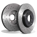 Front Drilled Grooved 280mm Brake Discs – Renault Megane Scenic 99-08-Gravity Performance