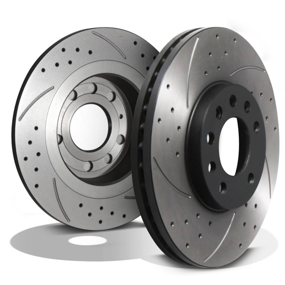 Front Drilled Grooved 288mm Brake Discs – Vauxhall Vectra B Saab 9-3 9-5 1995-2009-Gravity Performance
