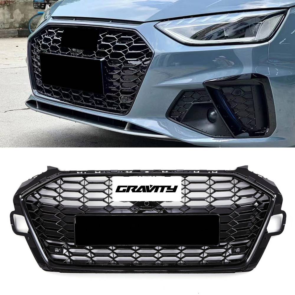 RS4 Style Front Honeycomb Grille Gloss Black – Audi A4 B9.5 2021+
