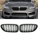 Gloss Black Front Double Kidney Grilles – BMW 6 Series F06 F12 11-18-Gravity Performance