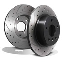 Rear Drilled Grooved 304mm Brake Discs – Range Rover P38 Vogue L322 98-12-Gravity Performance