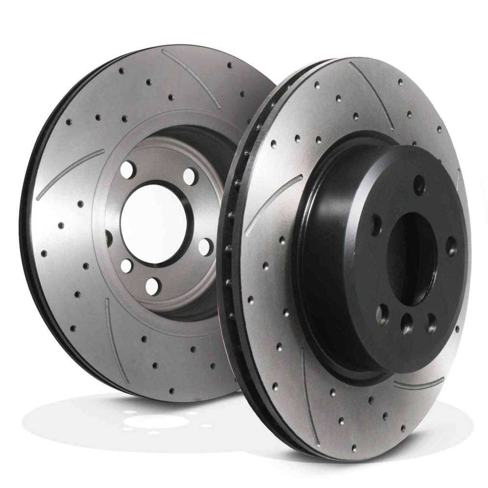 Front Drilled Grooved 330mm Brake Discs – BMW 5 Series F10 F11 09-17-Gravity Performance