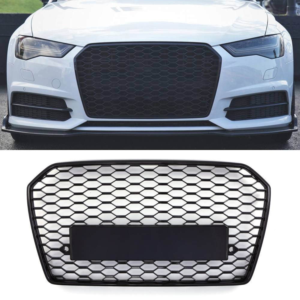 RS6 Style Front Honeycomb Grille Gloss Black – Audi A6 C7.5 16-18