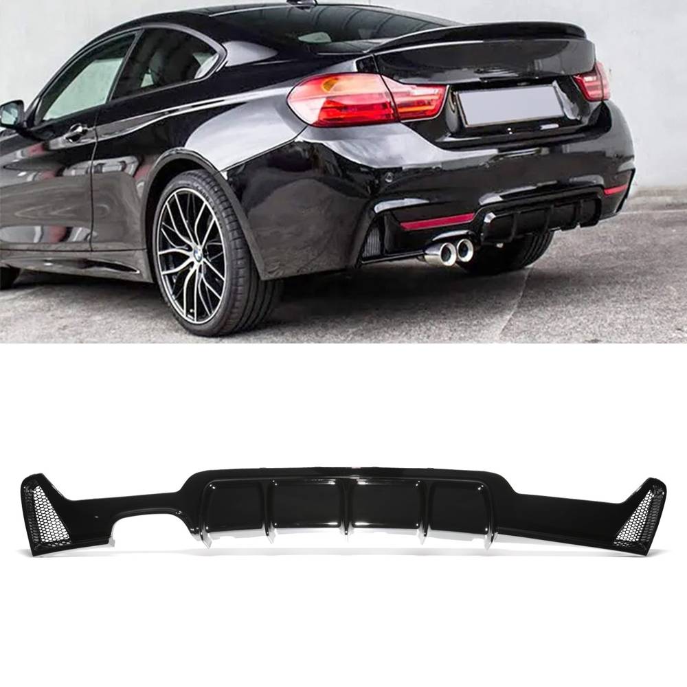 M Style Gloss Black Twin Exit Rear Diffuser – BMW 4 Series F32 F36 13-19-Gravity Performance