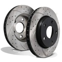 Front Drilled Grooved 345mm Brake Discs – Audi A3 S3 8P 2.5 3.2 V6 Quattro 03-12-Gravity Performance
