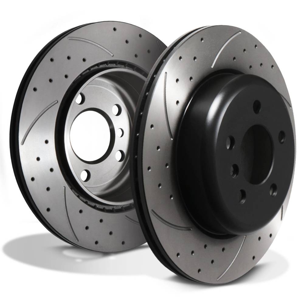 Rear Drilled Grooved 330mm Brake Discs – BMW 5 Series F10 F11 518D 530D 10-17-Gravity Performance