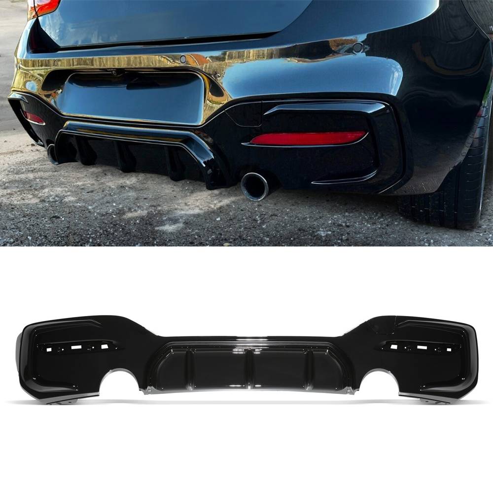 Gloss Black Dual Exit Rear Diffuser – BMW 1 Series F20 LCI 15-18-Gravity Performance