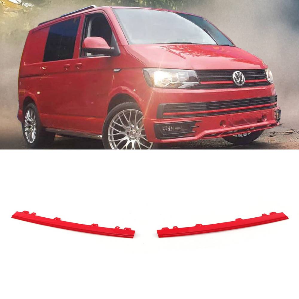Red 2 Piece Upper Grille Trims – VW Transporter T6 16-19-Gravity Performance