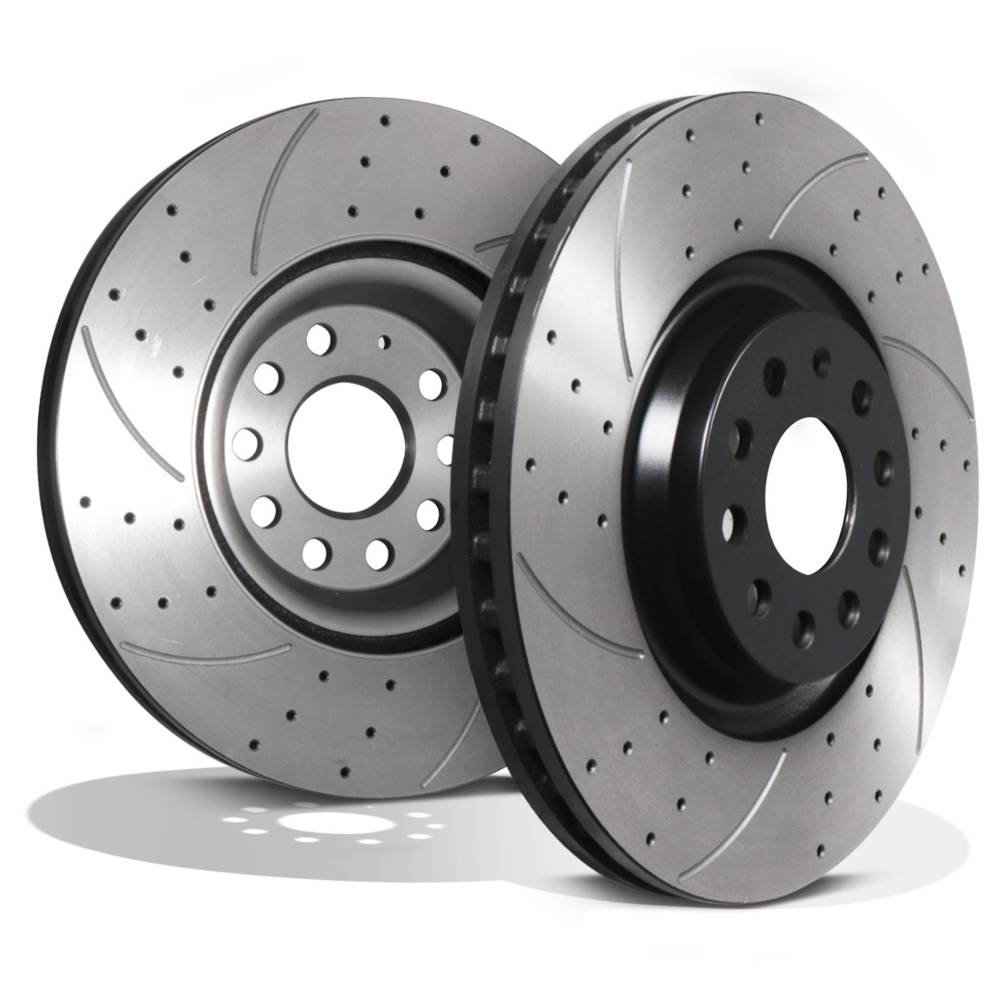 Front Drilled Grooved 340mm Brake Discs – Audi S3 8V Quattro 2.0 TFSI 12-20-Gravity Performance