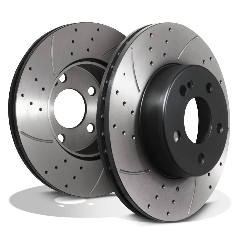 Front Drilled Grooved Vented 295mm Brake Discs – Mercedes Benz W205 C180 15+-Gravity Performance
