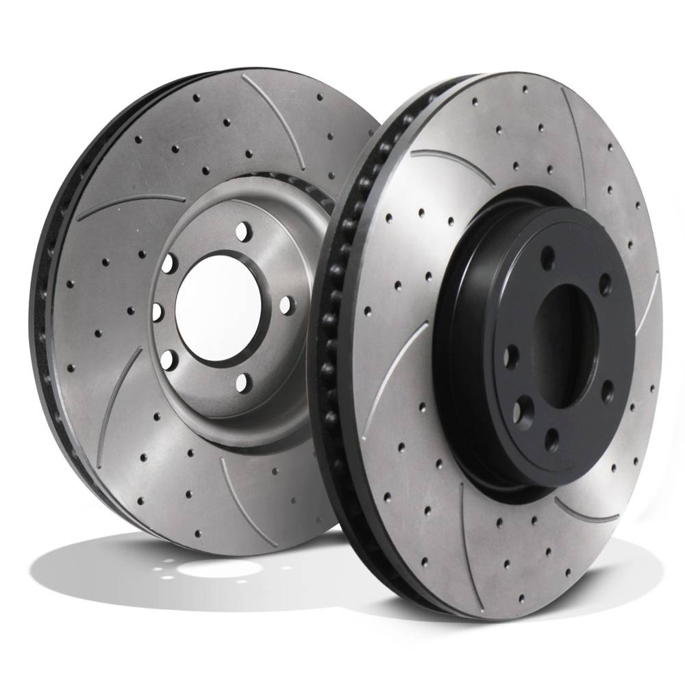Front Drilled Grooved Vented 349mm Brake Discs – Land Rover Discovery 5 L462 2017+-Gravity Performance