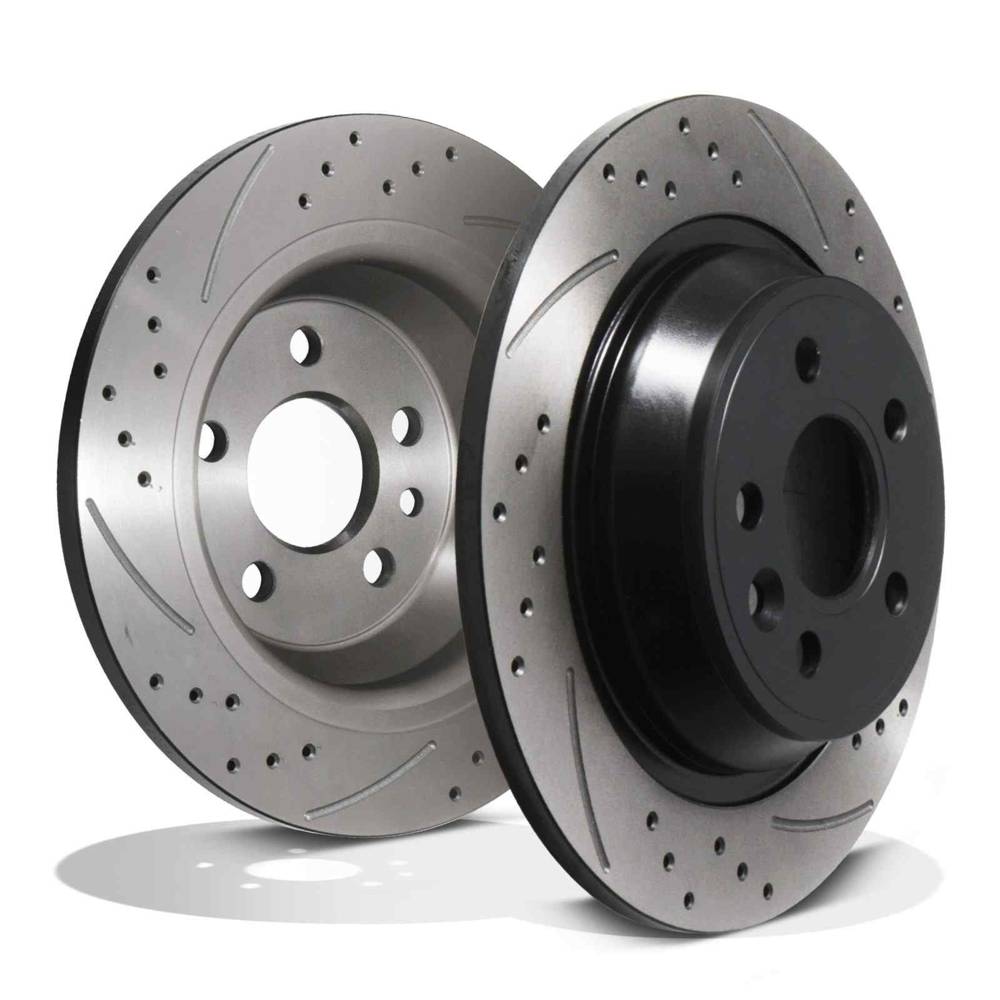 Rear Drilled Grooved 302mm Brake Discs – Ford Mondeo MK4 07-15-Gravity Performance