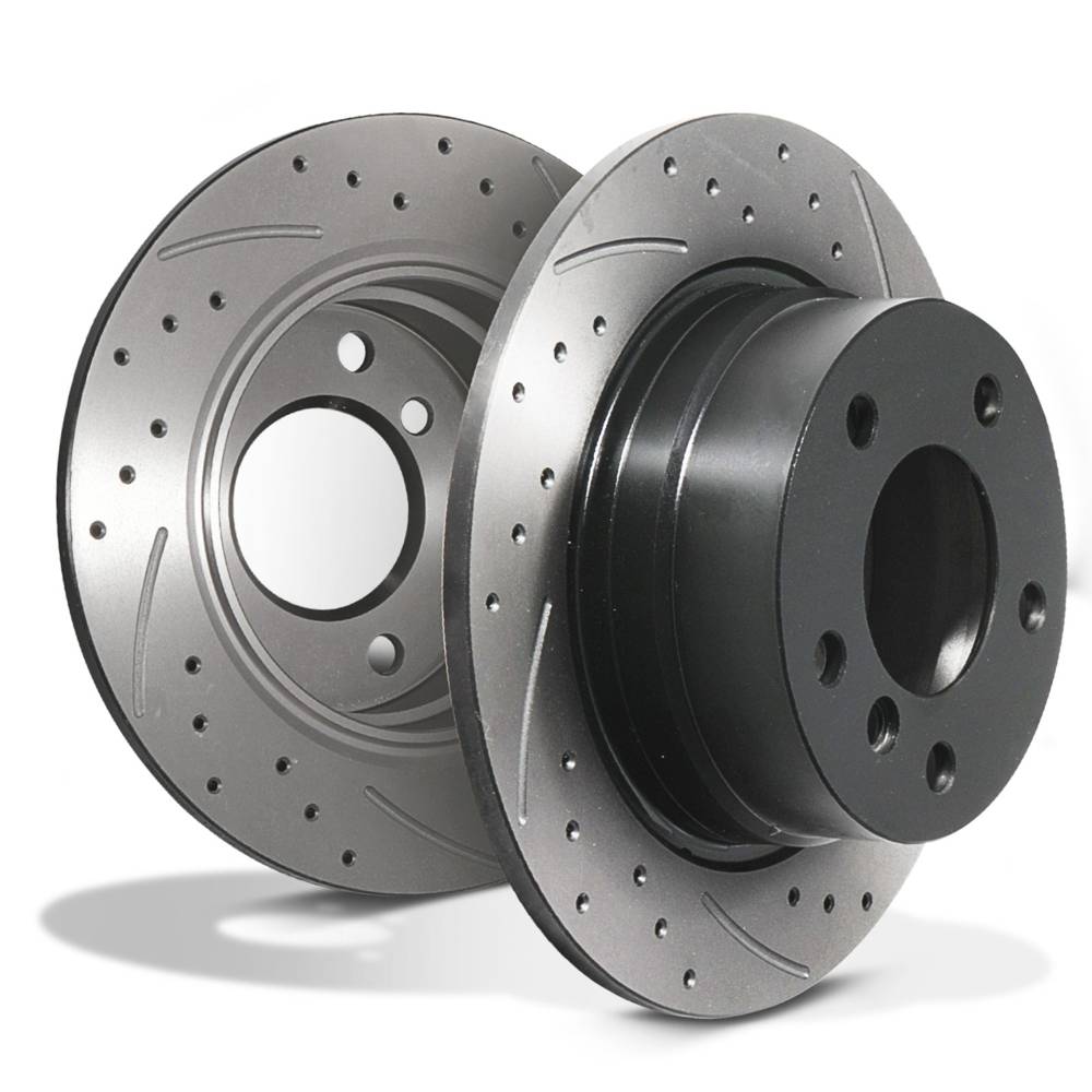 Rear Drilled Grooved 280mm Brake Discs – BMW 3 Series Z4 E85 2.0 2.2 2.5 02-09-Gravity Performance