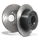 Rear Drilled Grooved 280mm Brake Discs – BMW 3 Series Z4 E85 2.0 2.2 2.5 02-09-Gravity Performance