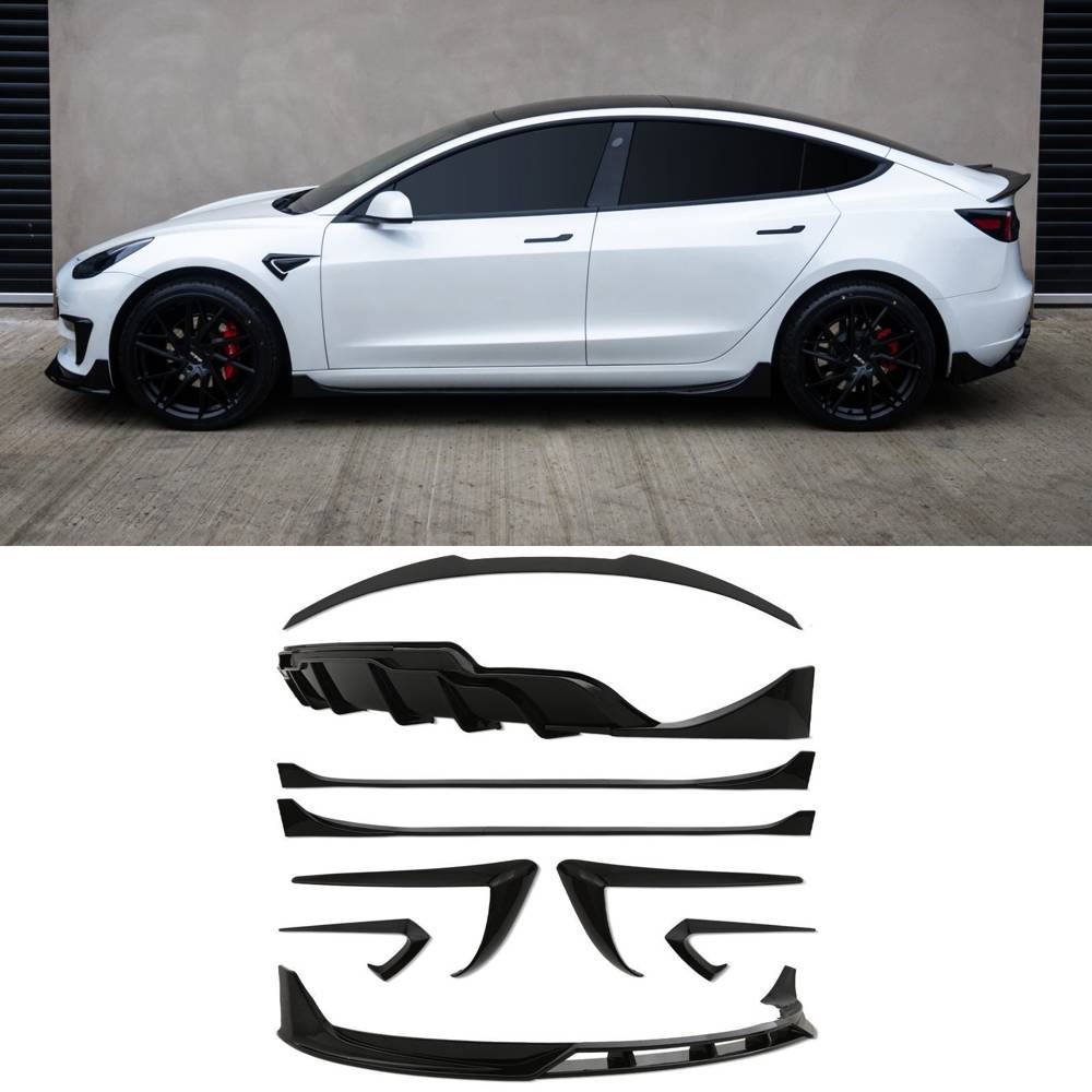 Gloss Black Aero Body Kit – Tesla Model 3 2019+-Gravity Performance