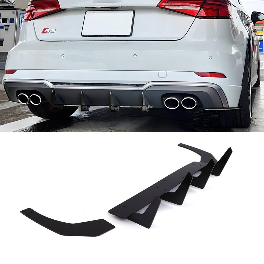 Rear Blade Style Diffuser & Spats Gloss Black – Audi S3 8V 17-20-Gravity Performance