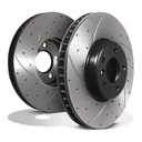 Front Drilled Grooved 348mm Brake Discs – BMW 6 Series F12 640I 650I 11-18-Gravity Performance
