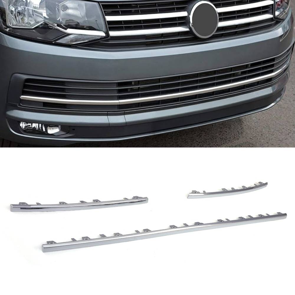 3 Piece Chrome Front Bumper Grille Trim – VW Transporter T6 16-19-Gravity Performance