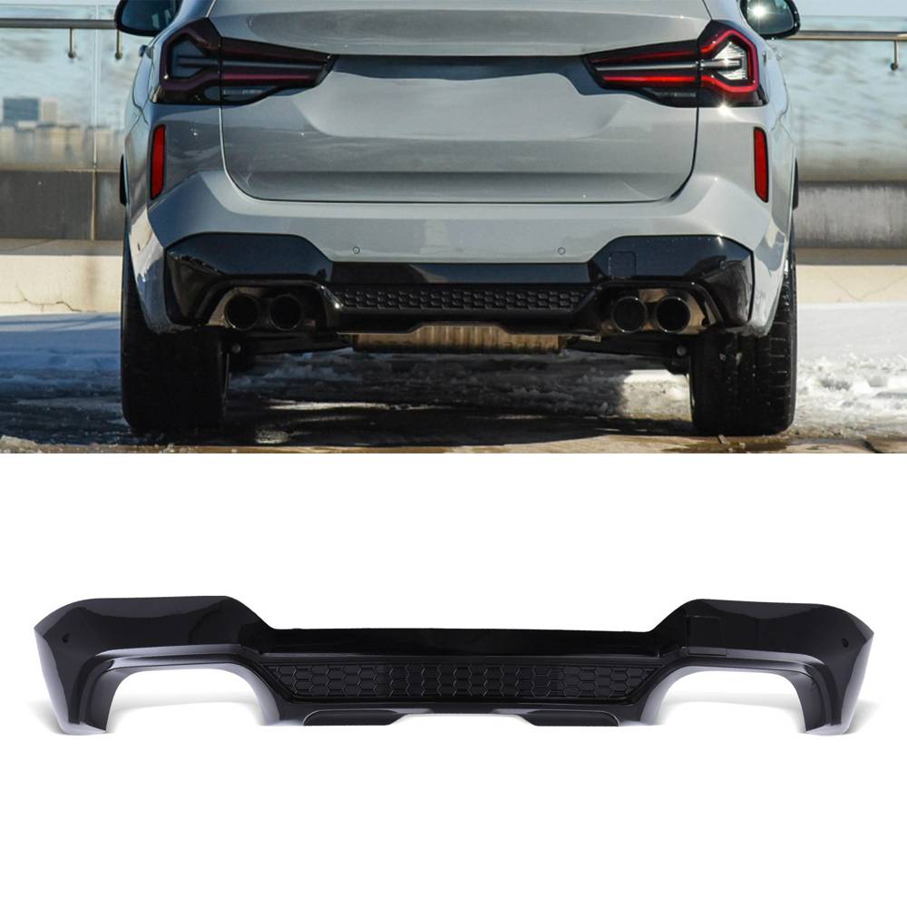 X3M Style Rear Bumper Diffuser Gloss Black – BMW X3 LCI G01 21+-Gravity Performance