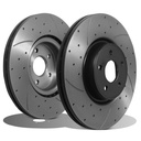 Front Drilled Grooved 336mm Brake Discs – Ford Focus MK2 Rs 2.5 Turbo 09-11-Gravity Performance