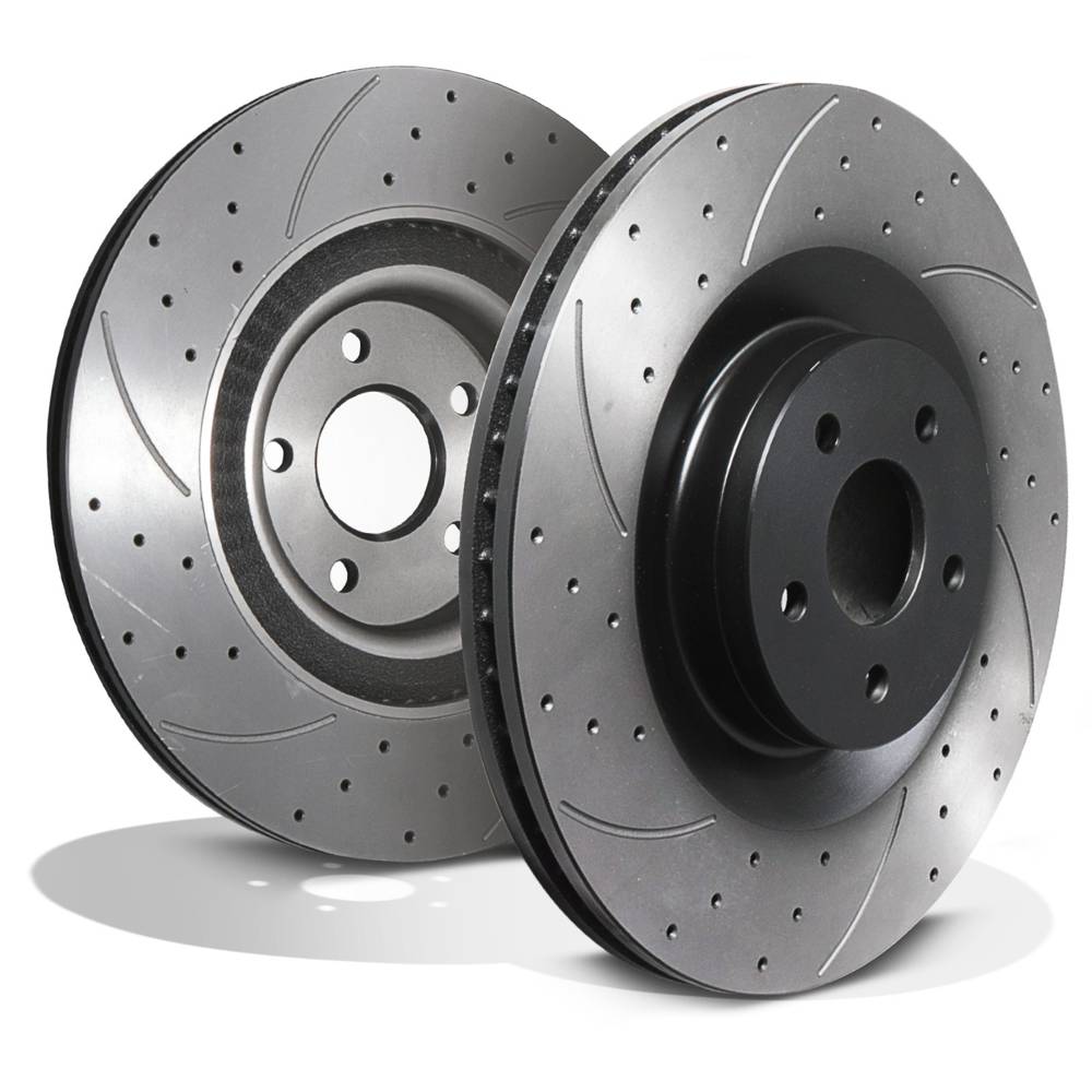 Front Drilled Grooved 350mm Uprated Brake Discs – Ford Focus MK3 RS 2.3 2015+-Gravity Performance