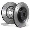 Front Drilled Grooved 350mm Uprated Brake Discs – Ford Focus MK3 RS 2.3 2015+-Gravity Performance
