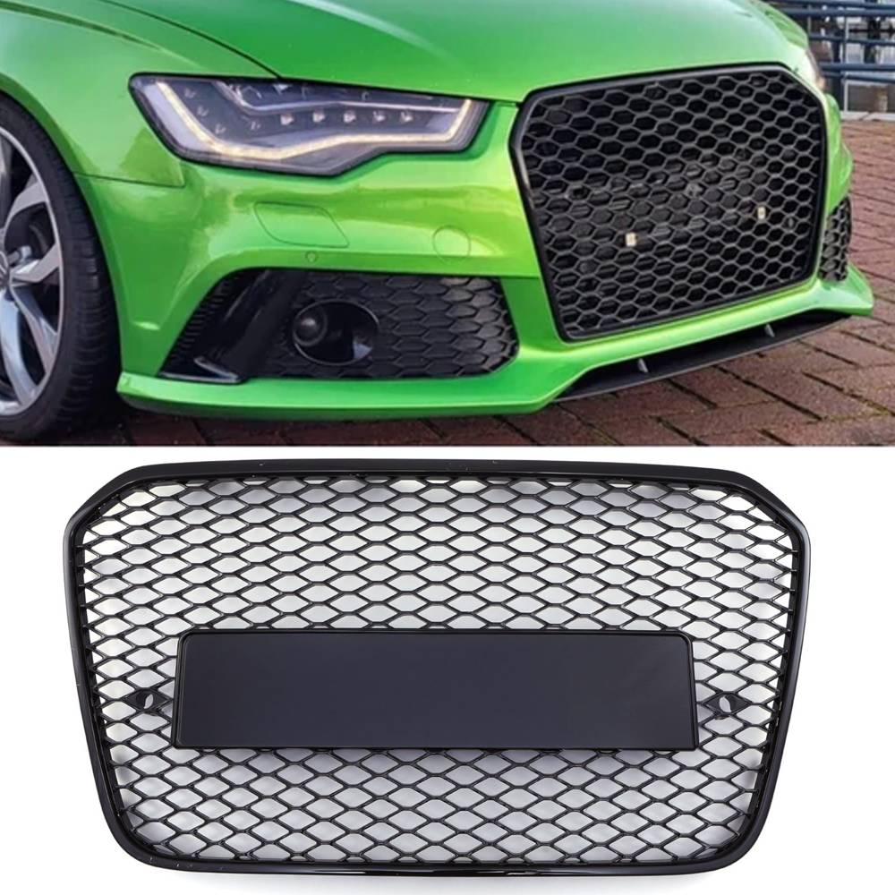 RS6 Style Front Honeycomb Badgeless Grille Black – Audi A6 C7 11-15-Gravity Performance