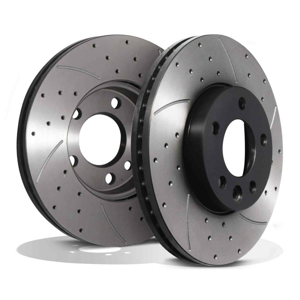 Front Drilled Grooved 308mm Brake Discs – Volkswagen VW Transporter & Multivan T5 03-15-Gravity Performance