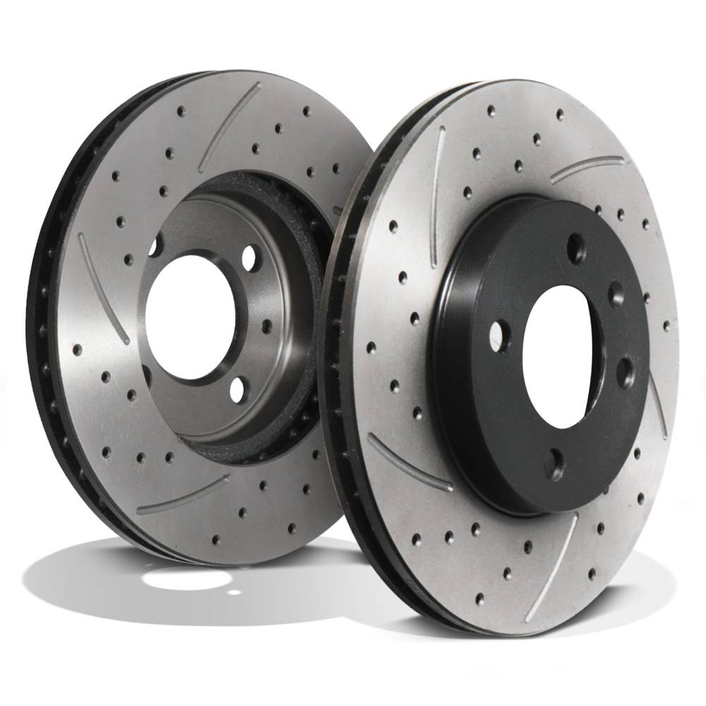 Front Drilled Grooved 256mm Brake Discs – Volkswagen Polo Corrado Caddy 88+-Gravity Performance
